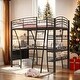 preview thumbnail 2 of 9, Twin Size Loft Bed with 4 Layers of Shelves, L-shaped Desk, Espresso