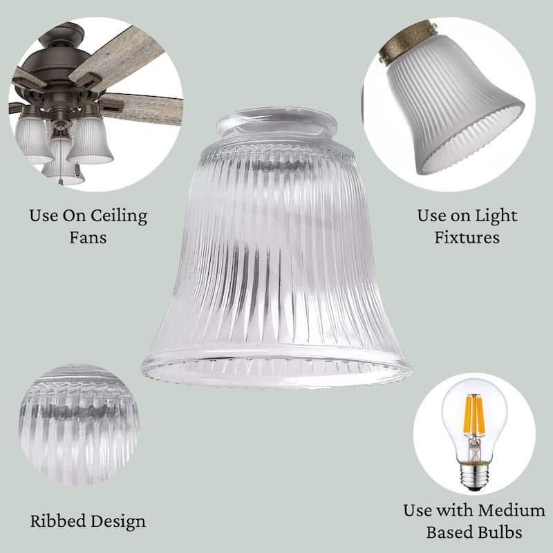 Ceiling Fan Light Covers: Clear Glass Shade Lamp Replacement Kit for Ceiling Fan Light Kits