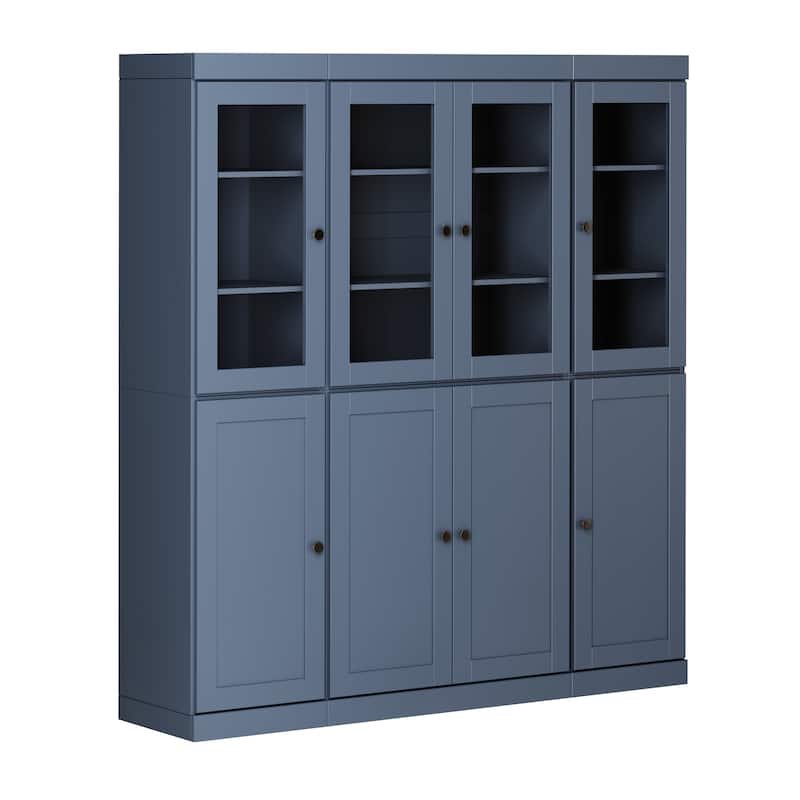 Palace Imports 100% Solid Wood 65" Pantry Cabinet with Clear Glass, Shaker Doors and Adjustable Shelves
