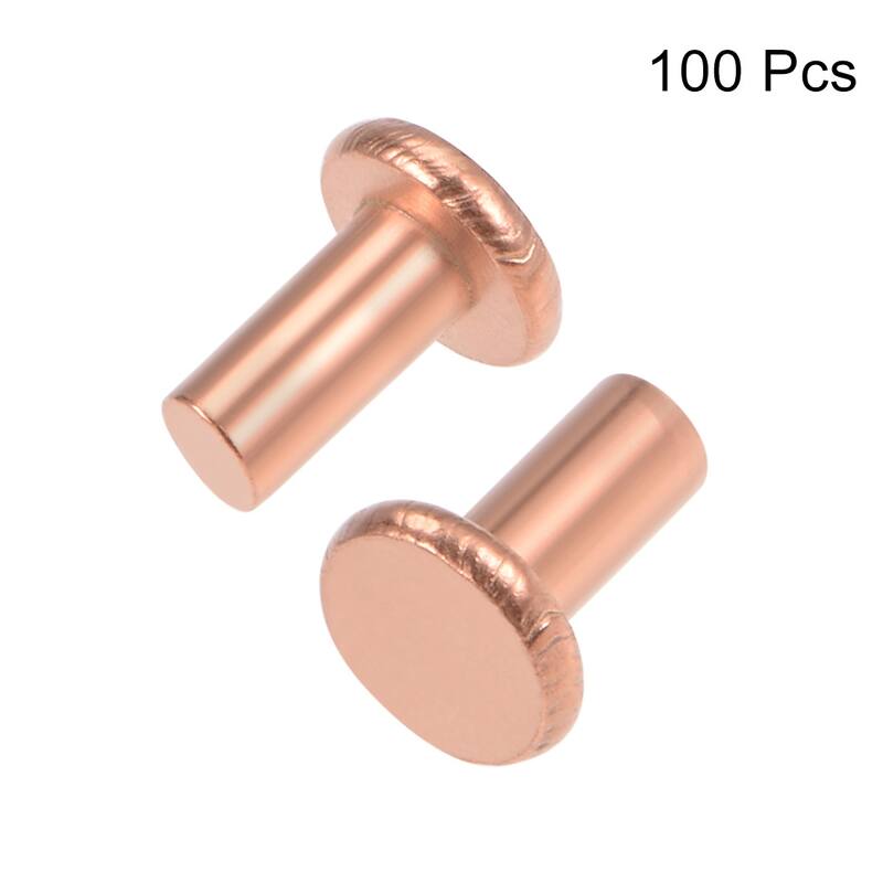 100 Pcs Flat Head Copper Solid Rivets Fasteners
