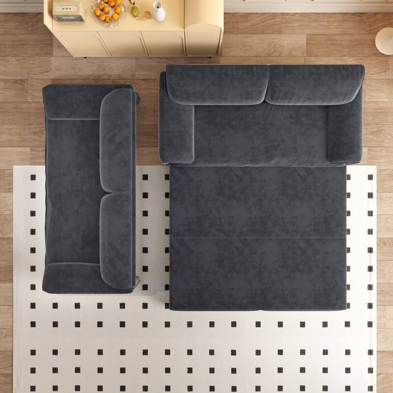 66" Queen Pull Out Sofa Bed, 3-in-1 Convertible Sleeper Sofa with Side Storage,Multi-Functional Velvet Loveseat Bed