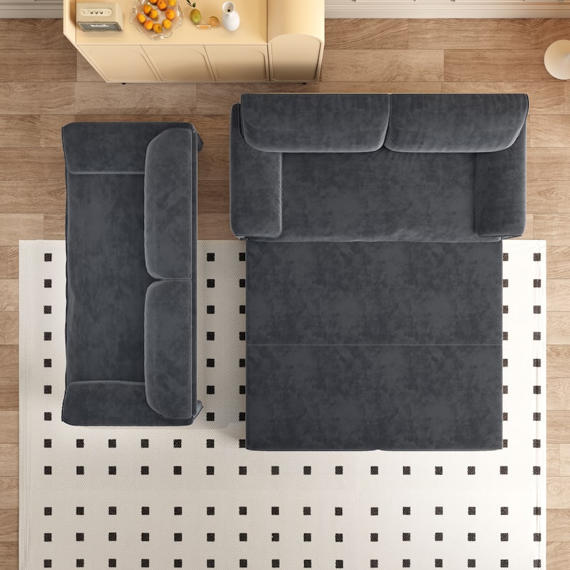 Homy Casa 3-in-1 Convertible Sofa Bed Queen Size Futon with Storage, Living Room, Bedroom, Black Friday Christmas Gift