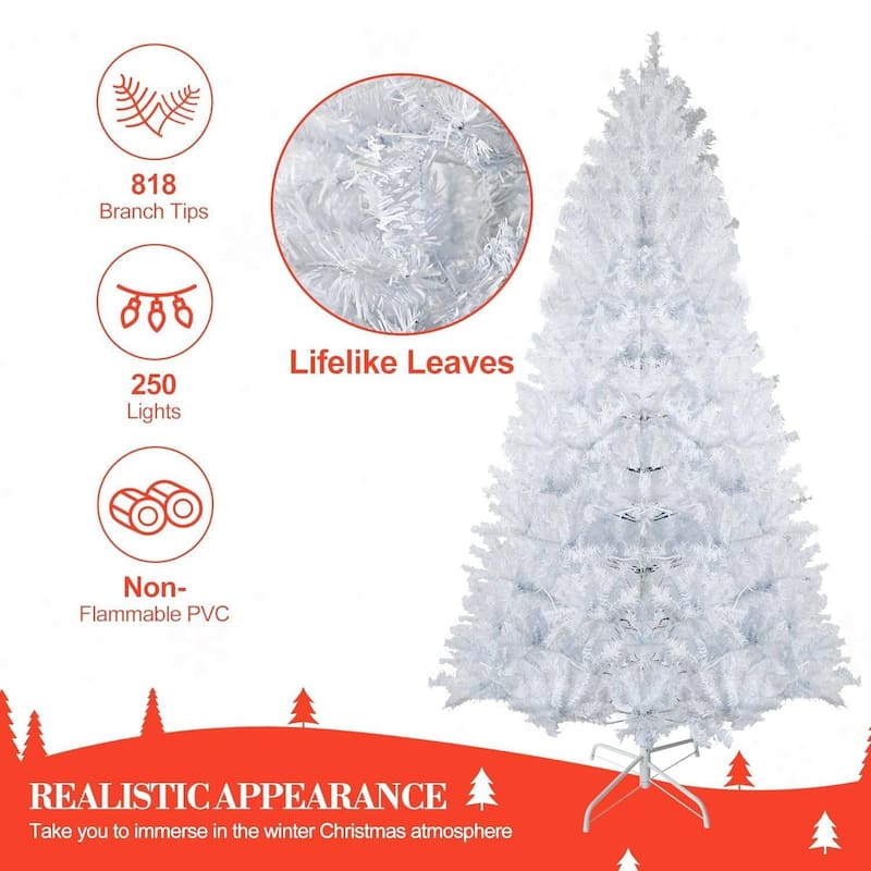 6.5 Ft Prelit Artificial Christmas Tree, Xmas Decoration for Living Room Hallway Office - 6.5 ft