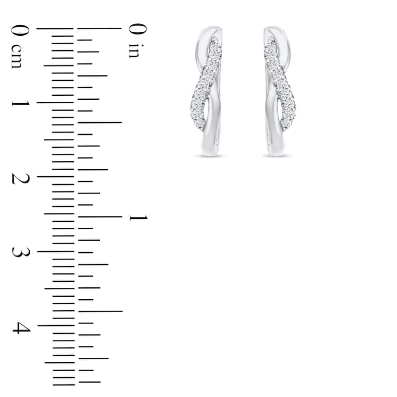 1/10ct TDW Diamond Hoop Earrings in Silver for Women