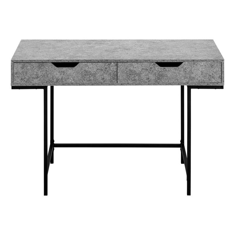 Modern Computer Desk with 2 Drawers & Metal Base