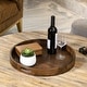 preview thumbnail 2 of 19, Round Black Walnut Wood Serving Tray Ottoman Tray with Handles