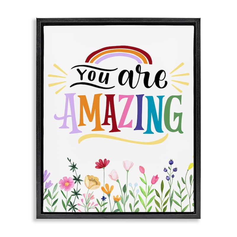 Stupell You Are Amazing Encouragement Framed Floater Canvas Wall Art Design By Kim Allen - 17 x 21 - Black
