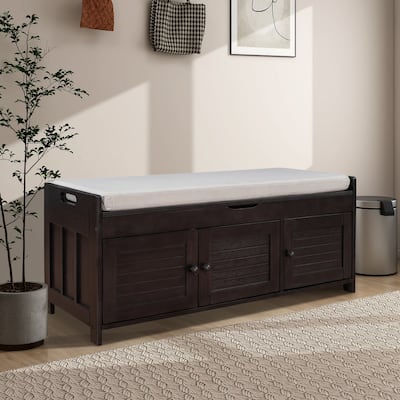 43.5" Storage Bench With Linen Blend Cushion