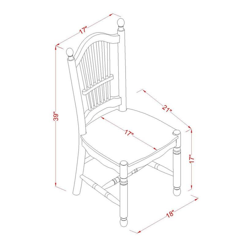 East West Furniture Dover Dining Chairs - Slat Back Wood Seat Kitchen Chairs, Set of 2, (Finish Options)