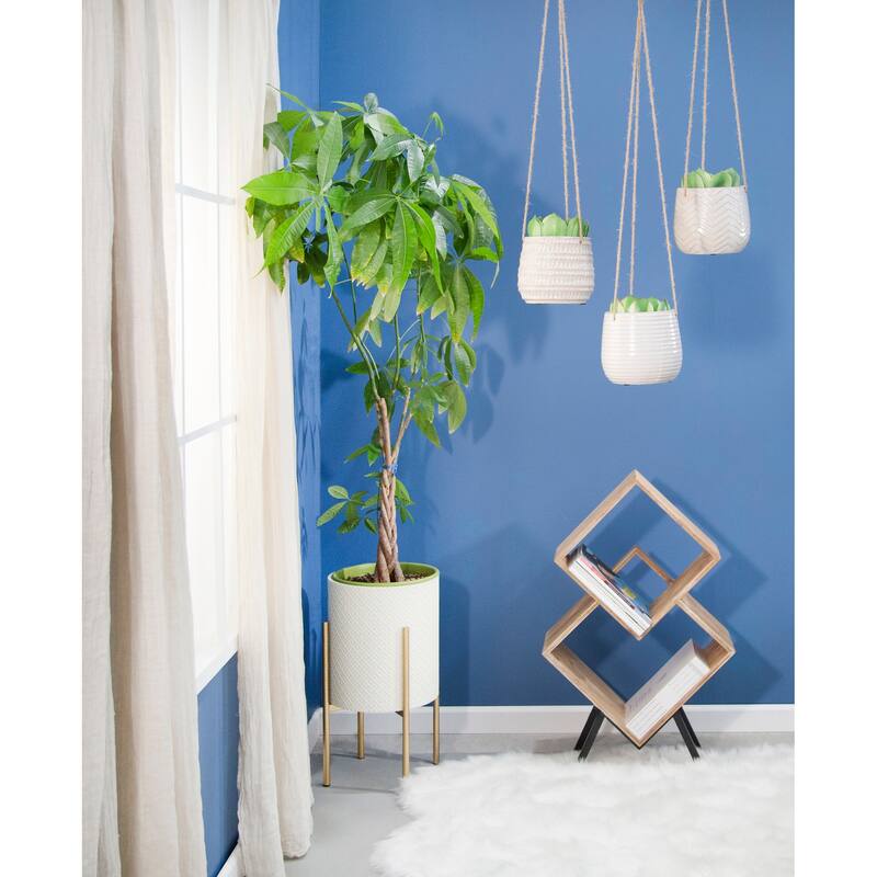 Sagebrook Home Neutral Textured Ceramic Hanging Planter