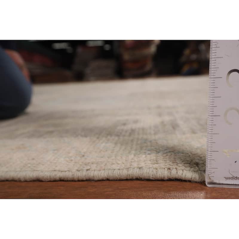 Vegetable Dye Oushak Turkish Area Rug Hand-Knotted Beige Wool Carpet - 9'3"x 12'5"