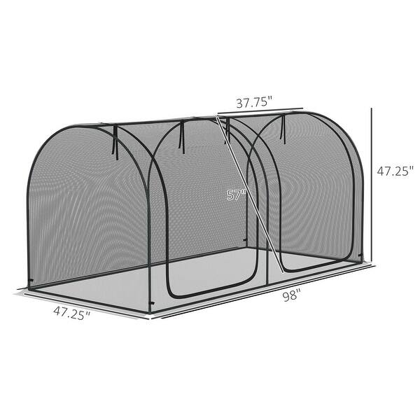 Outsunny Garden Plant Protector Tent 9.8' x 3.3' Crop Cage with Zipped Door Ground Stakes Yard Lawn main image 0