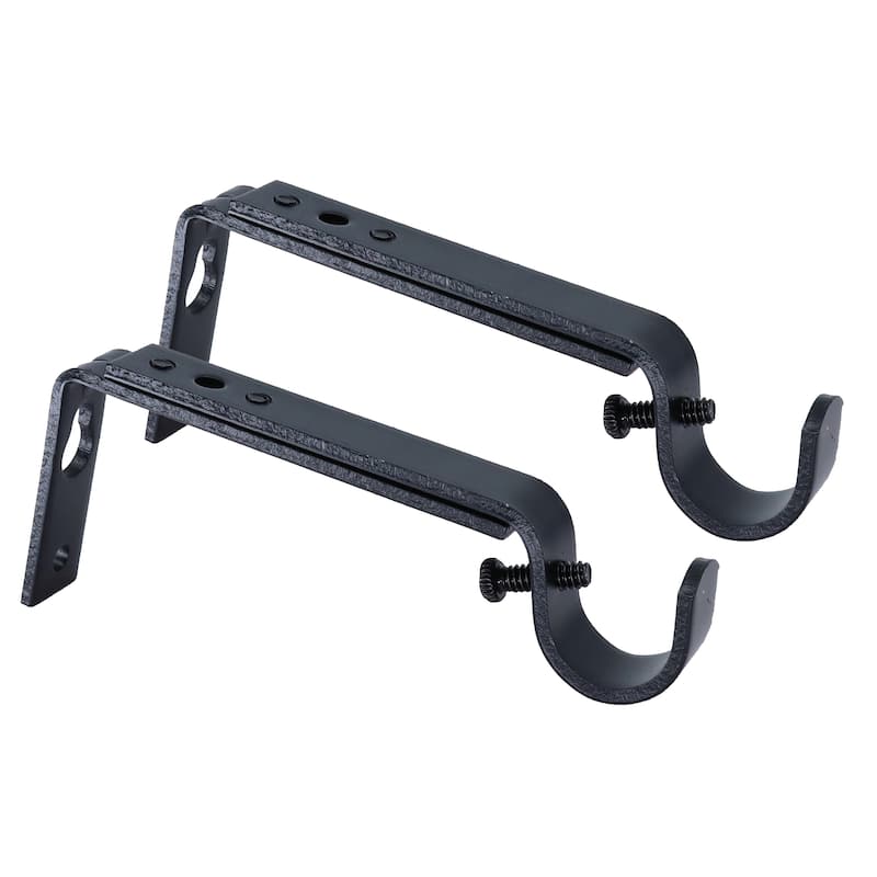 Meriville Set of 2 Curtain Drapery Rod Bracket for 1 1/4-Inch Rod, Adjustable - Black - For 3/4" or 5/8" Rod