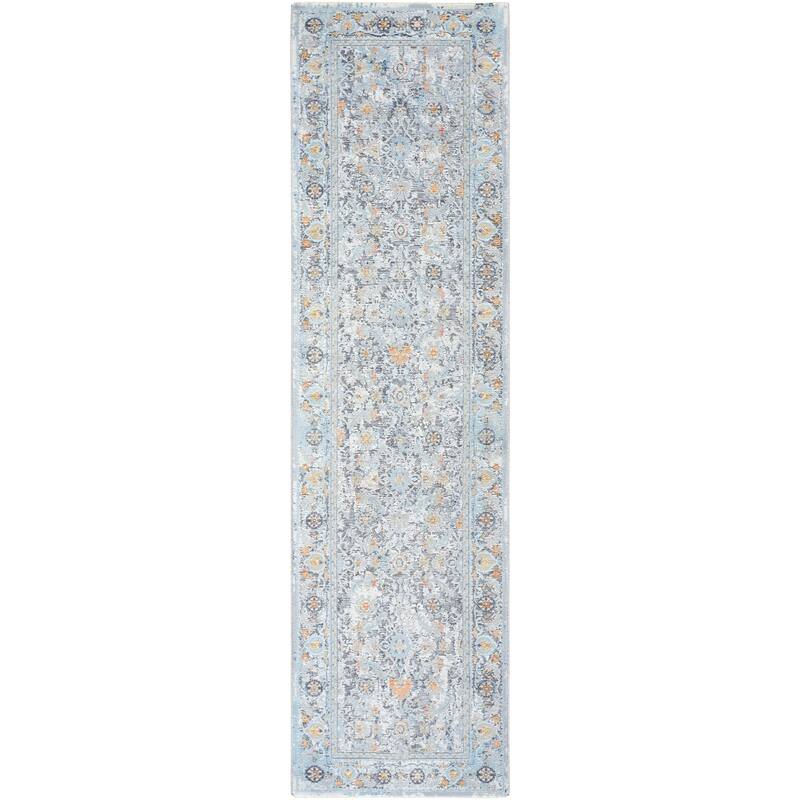 Livabliss Hassler Classic Floral Area Rug - Grey/Blue - 2' 7" x 10'