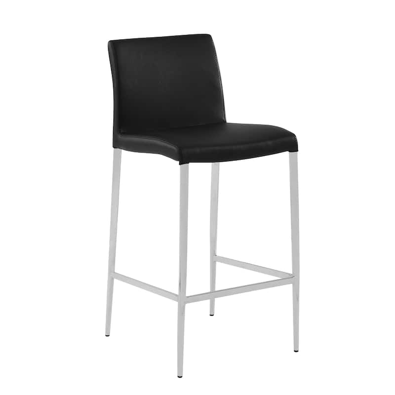 Delta Modern Leatherette & Chrome Counter Stool - Contract Grade - Black