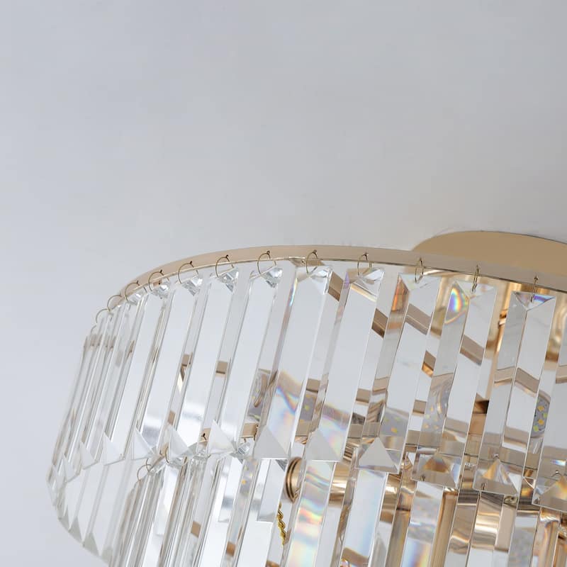10-Light Gold 5-Tier Round Crystal Chandelier