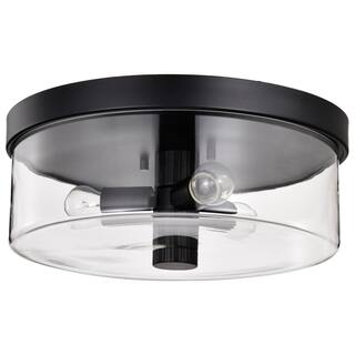 Clarksville - 15 Inch Flush Mount - Matte Black with Clear Glass