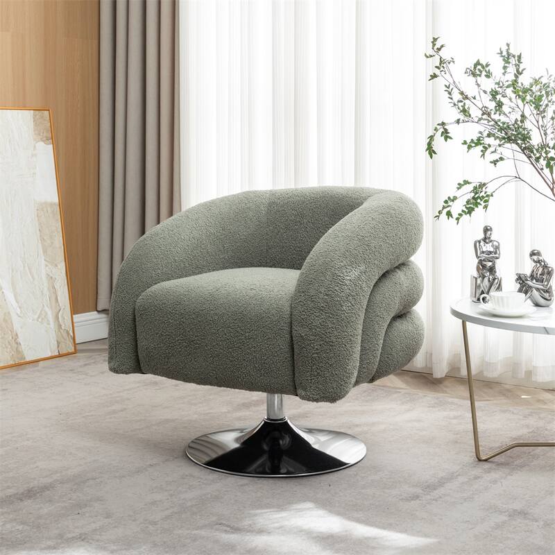 Modern Single Swivel Upholstered Sofa Chair with Base