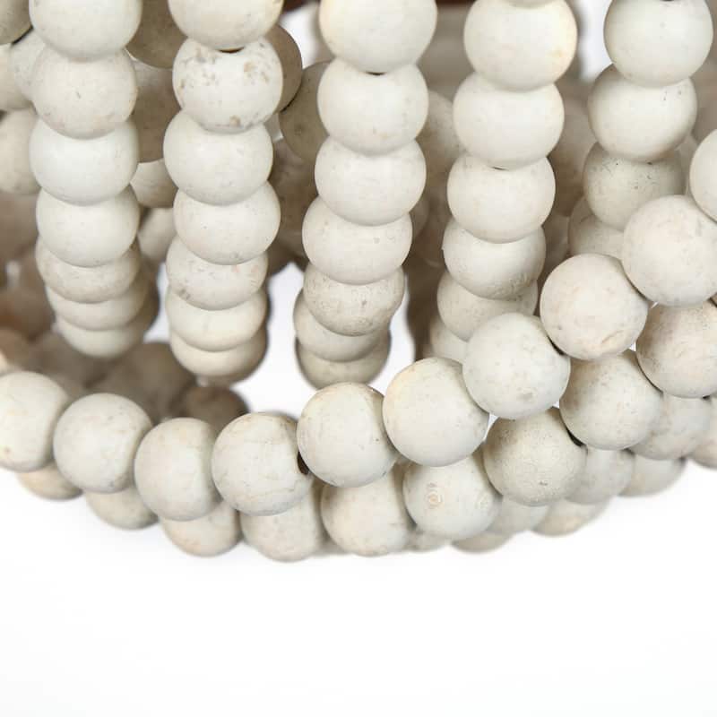 Coasa Mid-Century Modern Gold 2-light Semi-flush Mount Lights Wooden Beads Chandelier for Dining room - D14'' x H14''