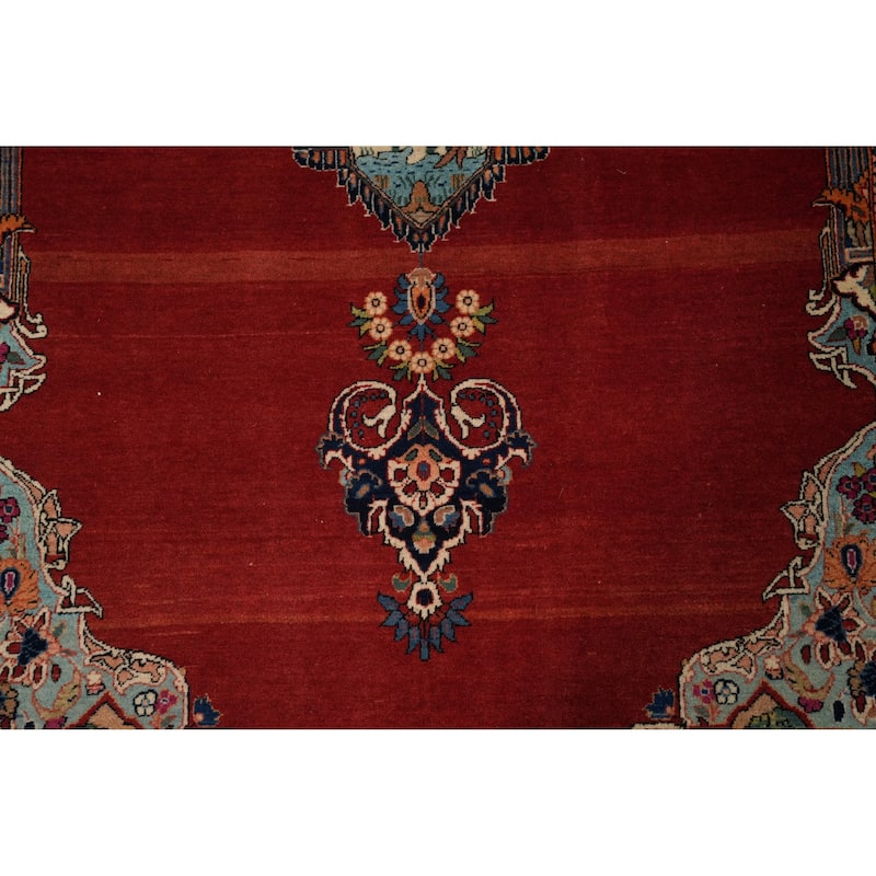 Hand Knotted Oriental 100% Wool Carpet Traditional Medallion Oranges & Rust Kashan Area Rug - 6' 9'' X 4' 3''