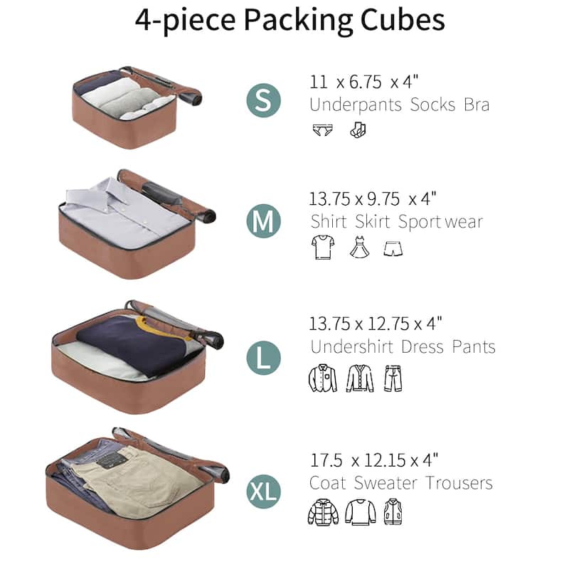 4 Piece Luggage Set Suitcase Set, ABS Hard Shell Lightweight Expandable Travel Luggage with 4 Packing Cubes, Spinner Wheels