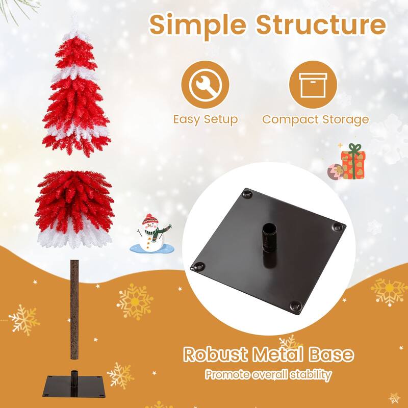 Costway 5 FT Artificial Candy Cane Christmas with 100 Warm White LED - as pic shows - See Details