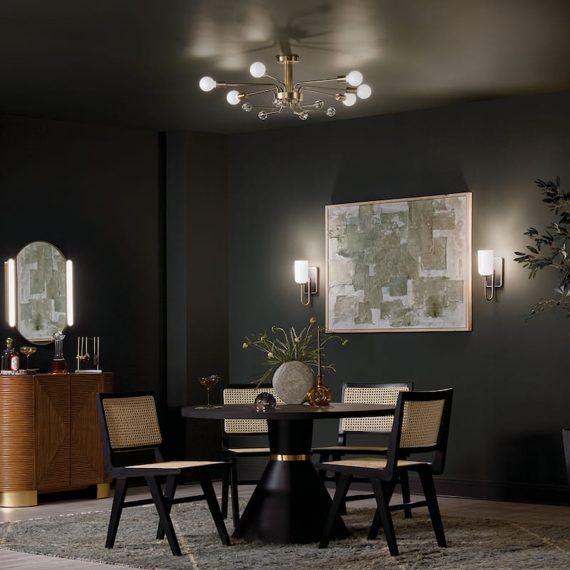 Kichler Lighting Ocala 41.25 in. 6-Light Champagne Bronze Semi-Flush Mount Light with Clear Crystal
