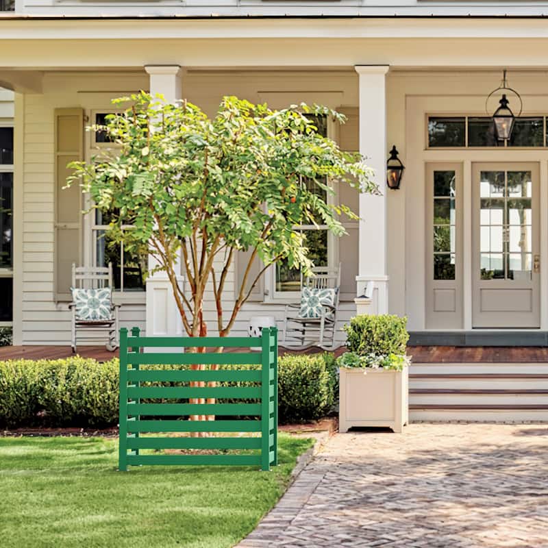 LUE BONA 38 in. x 46 in. Garden Fence Panels Outdoor 2 Panels Recycled Plastic Privacy Air Conditioner Fence
