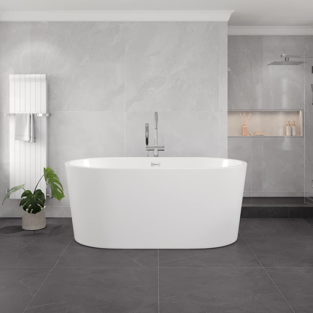 Eviva Aura White Acrylic Oval Freestanding Bathtub