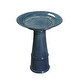 preview thumbnail 2 of 12, Bridgeton Teal Glaze Birdbath - 17" x 22"