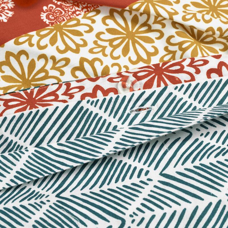 Lush Decor Bohemian Stripe Reversible 3 Piece Cotton Duvet Set