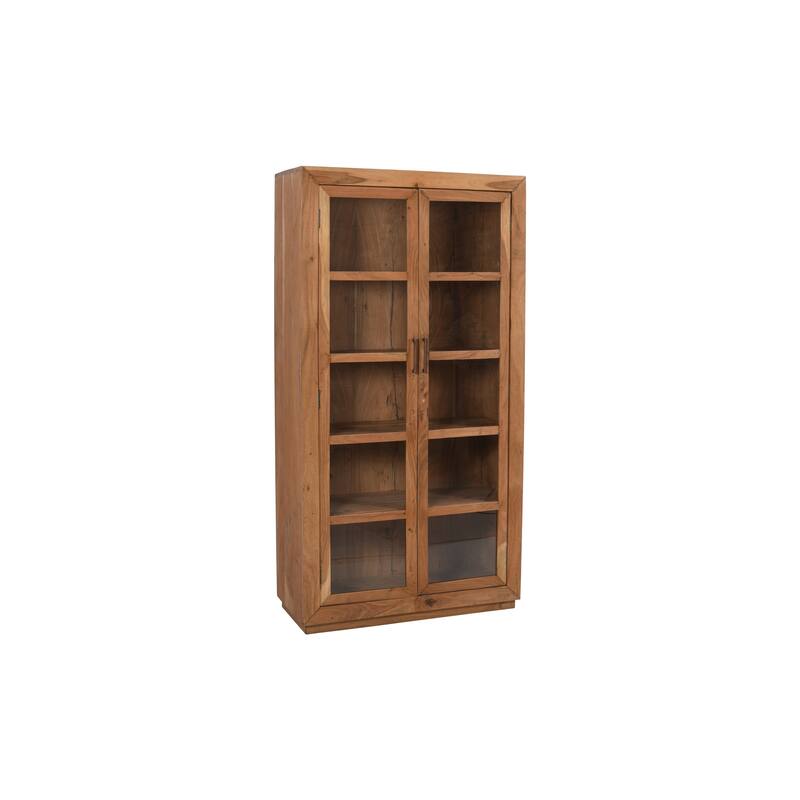 HomeRoots 80" Brown Solid Wood Display Stand With Two Doors