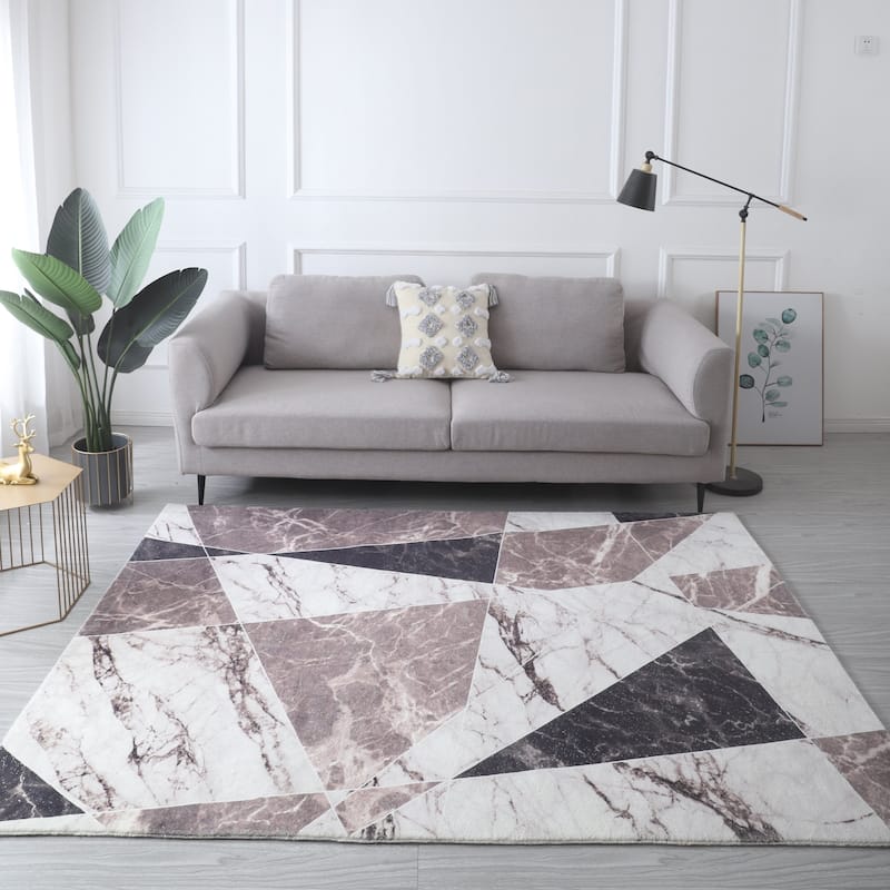 Retro Shag Collection Geometric Abstract Area Rug