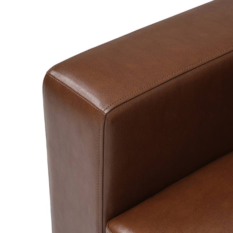 Christopher Knight Home - Harry Modern Upholstered Faux Leather Accent Armchair with Square Arms & High-Density Foam Seat