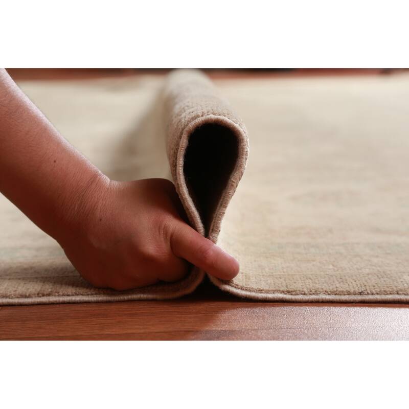 Hand Knotted Oriental 100% Wool Carpet Transitional All-Over Brown Oushak Area Rug - 14' 2'' X 11' 7''