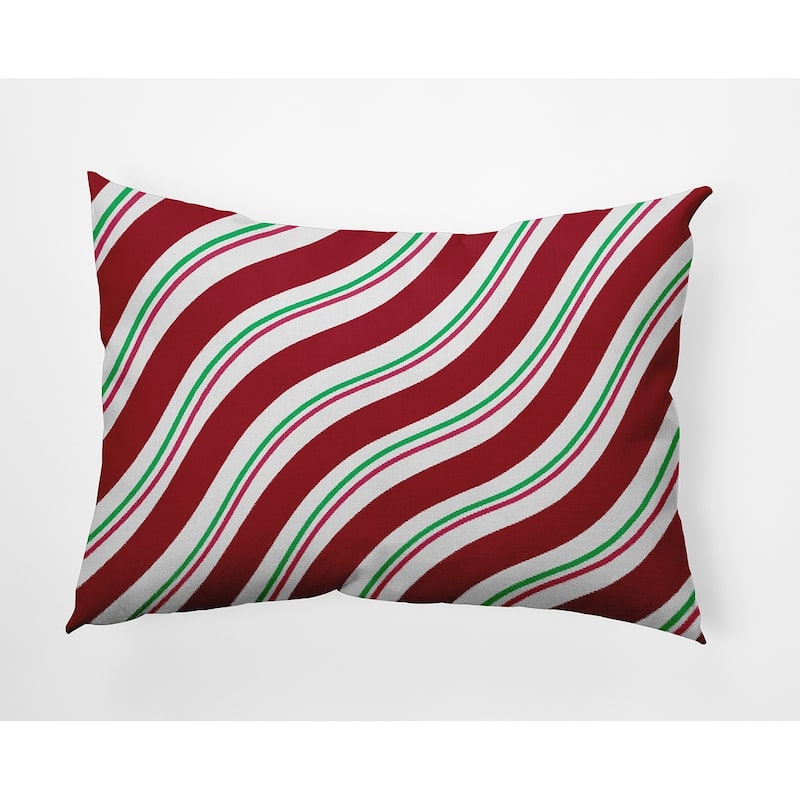 Candy Stripes Christmas Accent Pillow - 14" x 20" - Haute Red