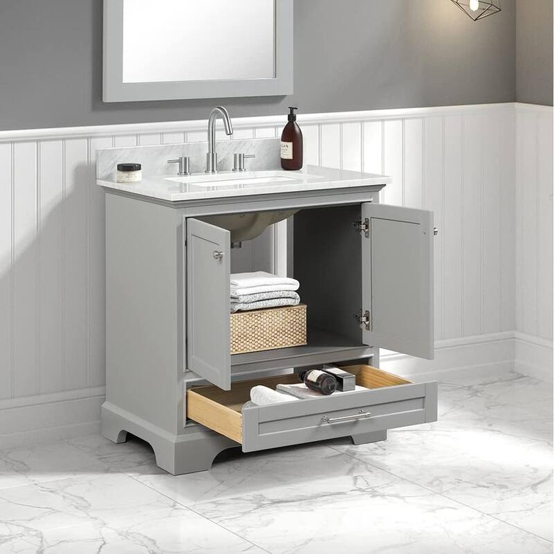 Blossom Copenhagen 30" Solid Wood Bathroom Vanity w/ Marble Top & Sink