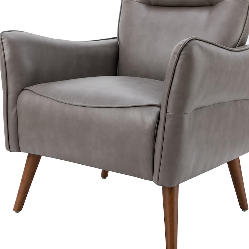 Marcos Modern Vegan Leather Accent Armchair with Solid Wood Legs by ...