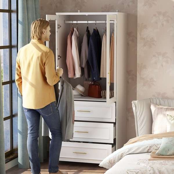 Combo Armoire Wardrobe Storage Cloest Modular Cabinet Dresser Lacquer On Sale Bed Bath Beyond 37778709