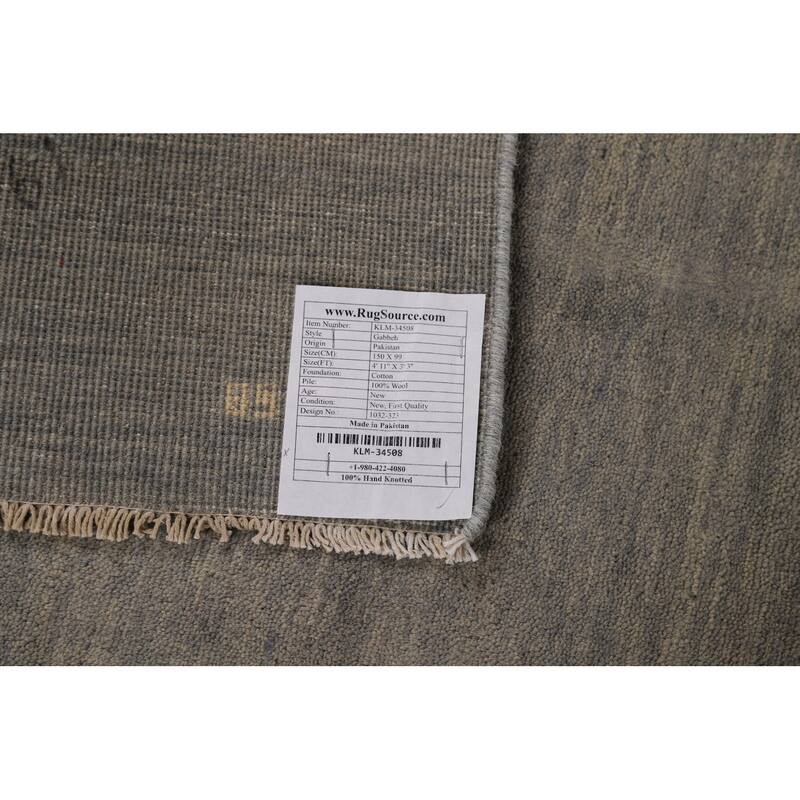 Gray Modern Gabbeh Oriental Foyer Rug Hand-Knotted Wool Carpet - 3'3"x 4'11"