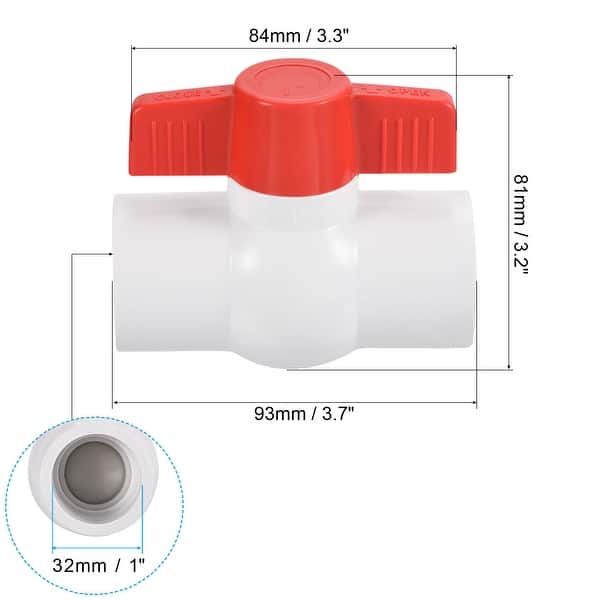 slide 3 of 5, 1" UPVC Ball Valve Compact T-Handle Valve for Irrigation, 3 Pack White White