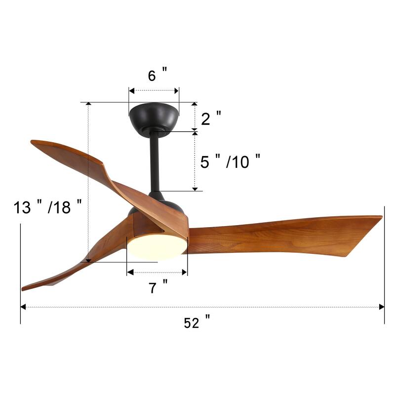 52" Ceiling Fan Light with 6 Speed Remote