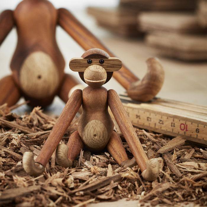 Kay Bojesen Monkey, Teak/Limba, Mini - H: 3.7"