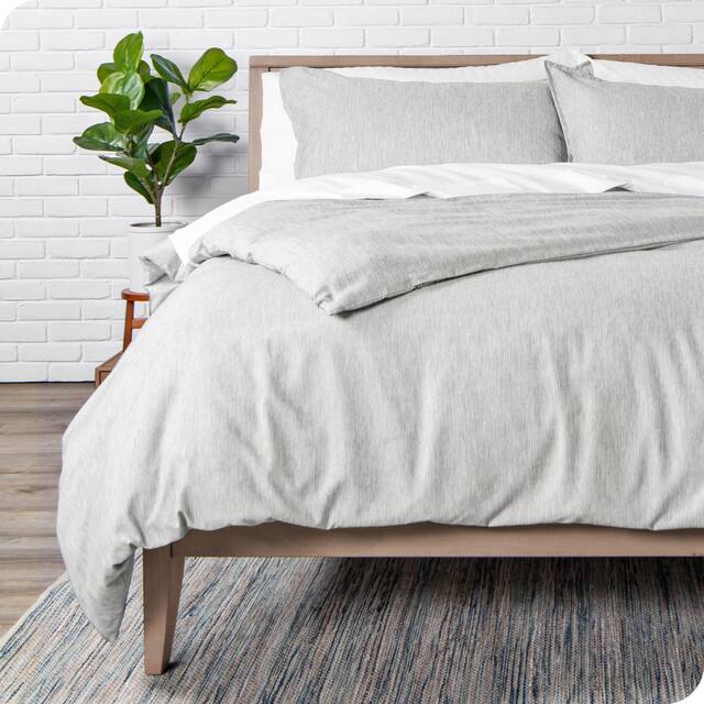 Bare Home Soft Hypoallergenic Microfiber Duvet Cover and Sham Set - Heather Pewter - Oversized Queen
