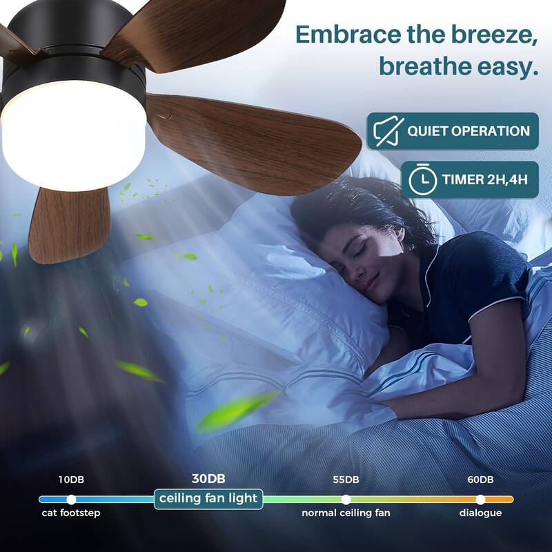 16 Inch Socket Fan Light Plug in Dimmable LED Ceiling Fans with Lights and Remote for Bedroom - 16 inches