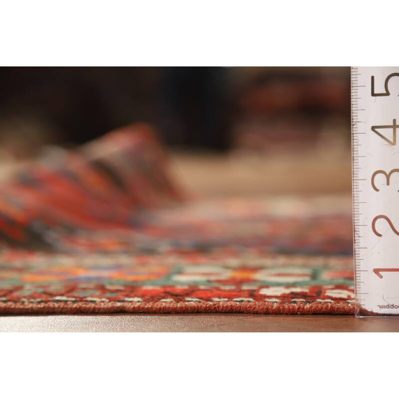 Hand Knotted Oriental 100% Wool Carpet Traditional Tribal Brown Kazak Runner Rug - 12' 6'' X 3' 4''