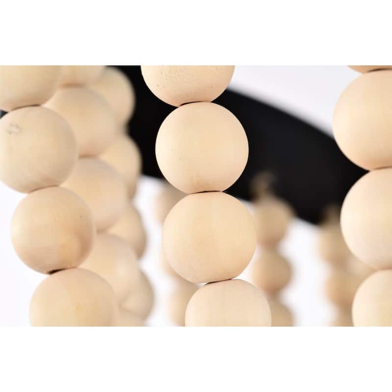 Xasan 19 Inch Natural Beads Bohemian Semi Flush Mount 3-Light