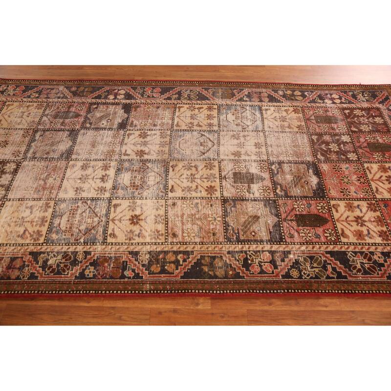 Hand Knotted Oriental 100% Wool Carpet Traditional Geometric Multi-Colored Bakhtiari Area Rug - 10' 2'' X 4' 11''
