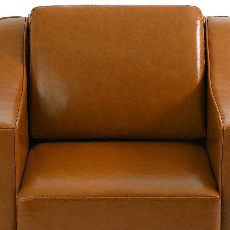 UIXE Chenille/Leather Swivel Barrel Chair Accent Chairs For Living Room