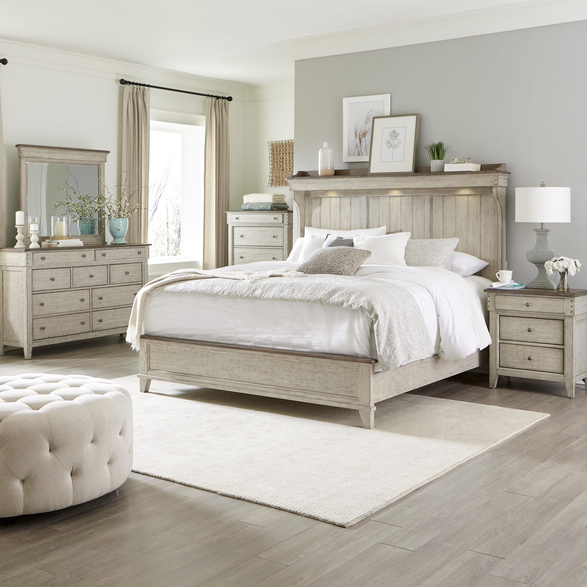 Option Bed, Dresser, Mirror, Chest, and Night Stand